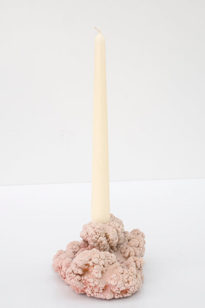 1 of 1 Cauliflower calcite candle holder medium pink-Elissa Lacoste-APOC STORE