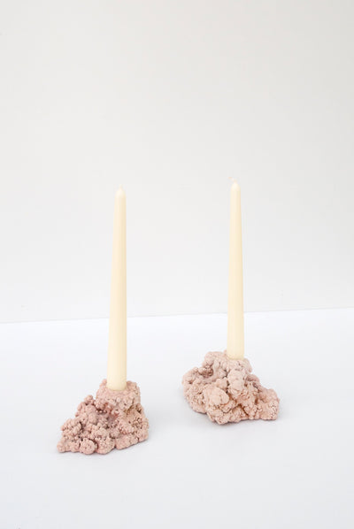 1 of 1 Cauliflower calcite candle holder small pink-Elissa Lacoste-APOC STORE