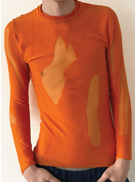 Orange Drop Stitch Knit Top-Khanh Brice Nguyen-APOC STORE