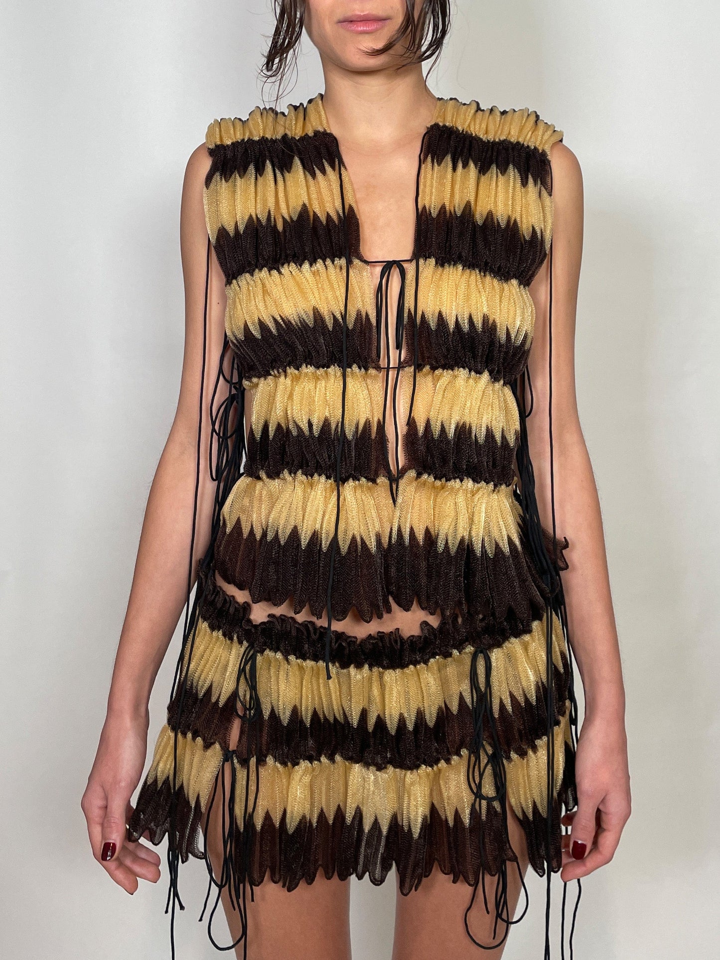 Chevron pleated vest-Alexandra Larrabure-APOC STORE