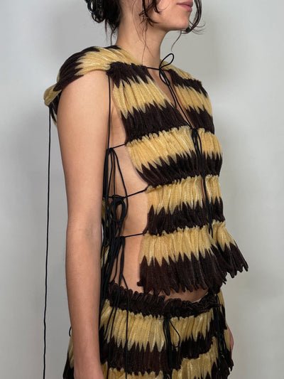 Chevron pleated vest-Alexandra Larrabure-APOC STORE