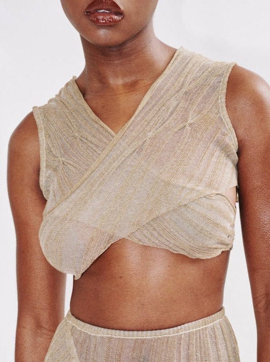 Rain Wrap Top - Beige-Khanh Brice Nguyen-APOC STORE