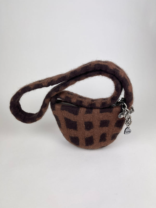 PLAID BAG CROSSBODY #8 - Charcoal / Mid Brown-Carboot-APOC STORE