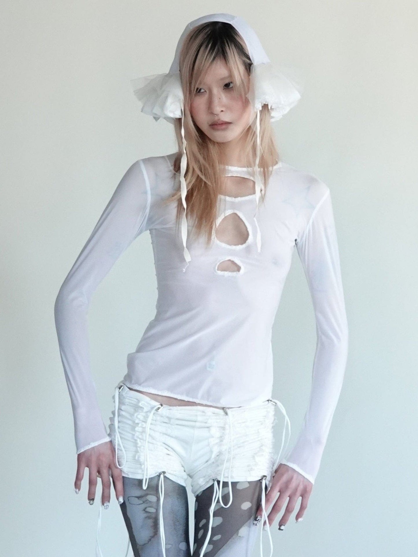 cutout long sleeve top-mew swim-APOC STORE