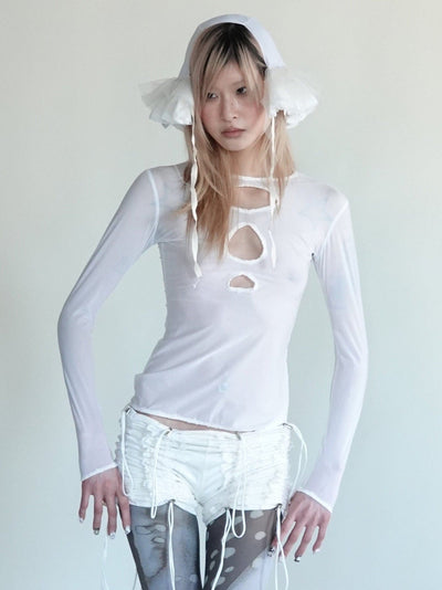 cutout long sleeve top-mew swim-APOC STORE
