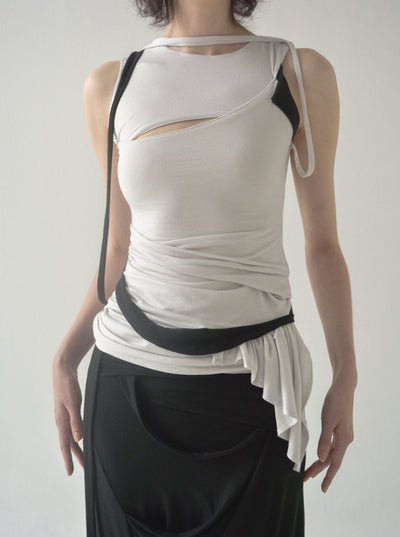 DANS SLIT TOP WHITE-Caro Chia-APOC STORE