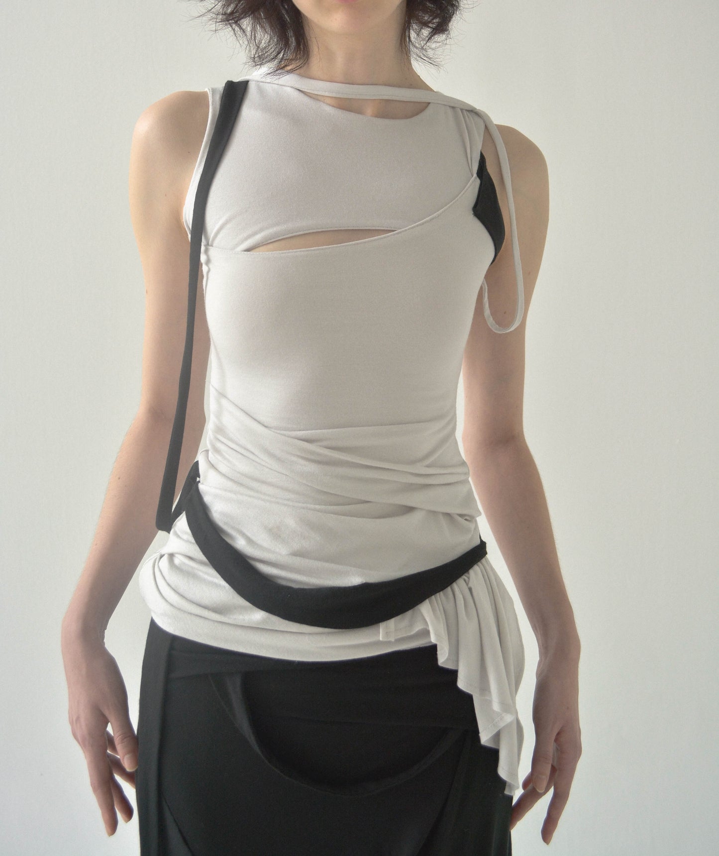 DANS SLIT TOP WHITE-Caro Chia-APOC STORE