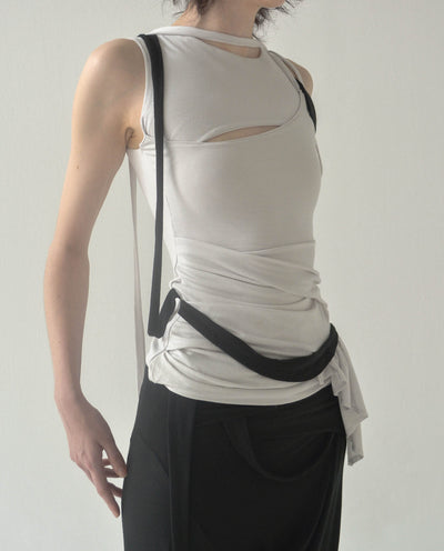 DANS SLIT TOP WHITE-Caro Chia-APOC STORE
