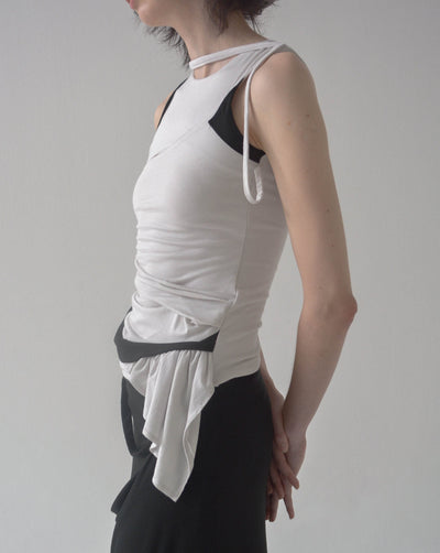 DANS SLIT TOP WHITE-Caro Chia-APOC STORE