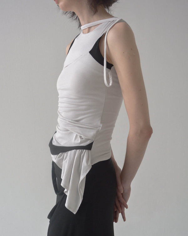 DANS SLIT TOP WHITE-Caro Chia-APOC STORE