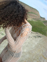 Holey Dress in Beige-V4K-APOC STORE