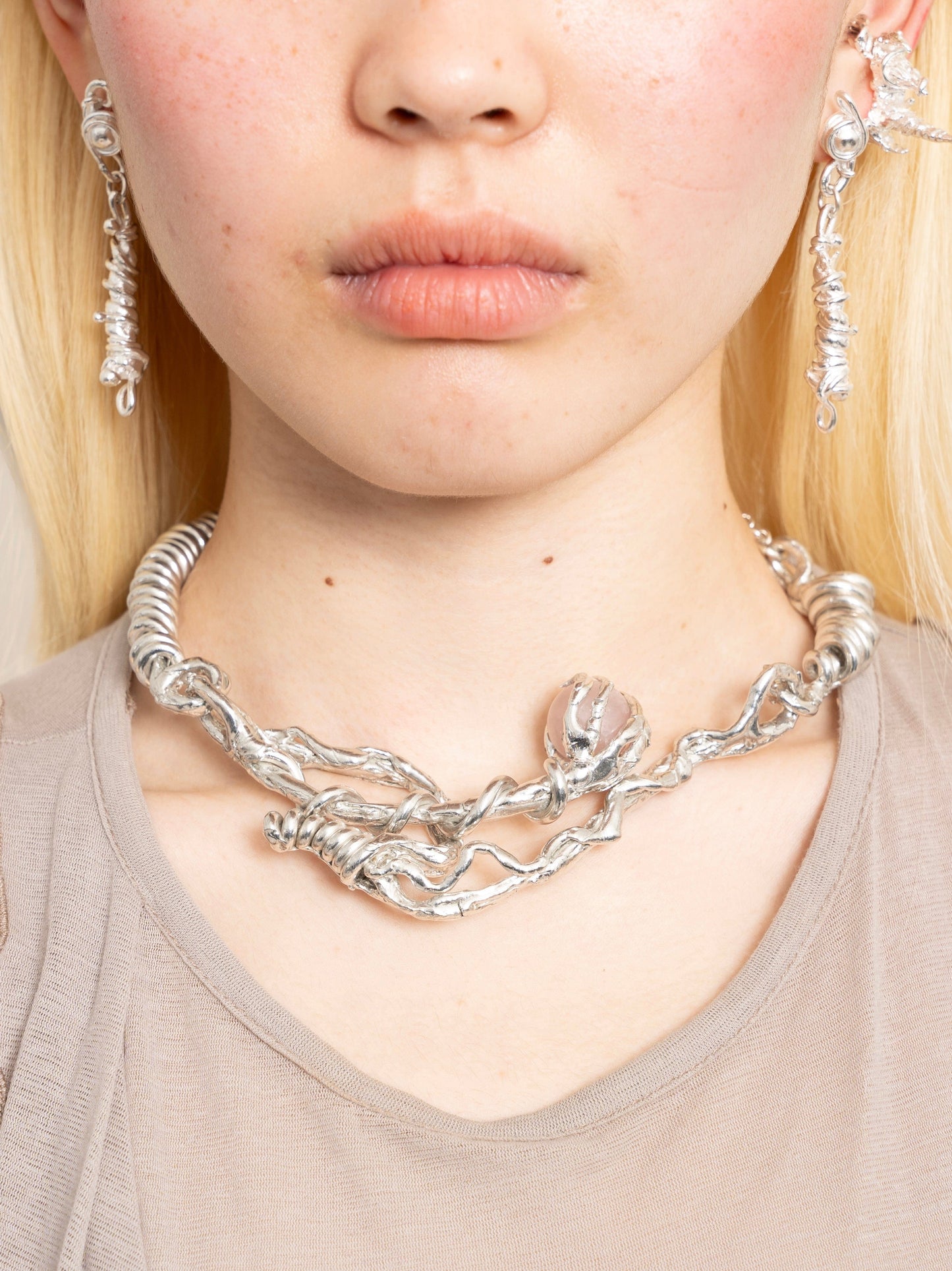 SPIRAL JETTY NECKLACE ( PEWTER )-ASTERISK-APOC STORE