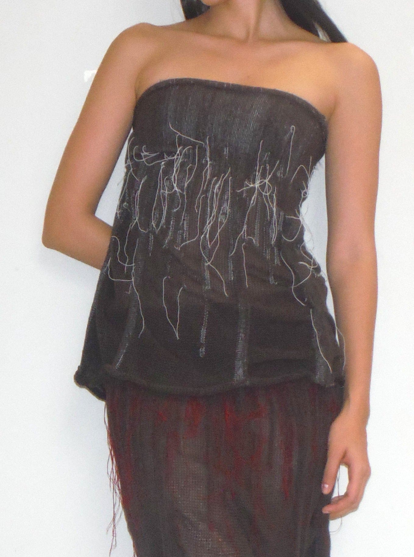 Organic Tube Top Brown/White-Krystal Paniagua-APOC STORE