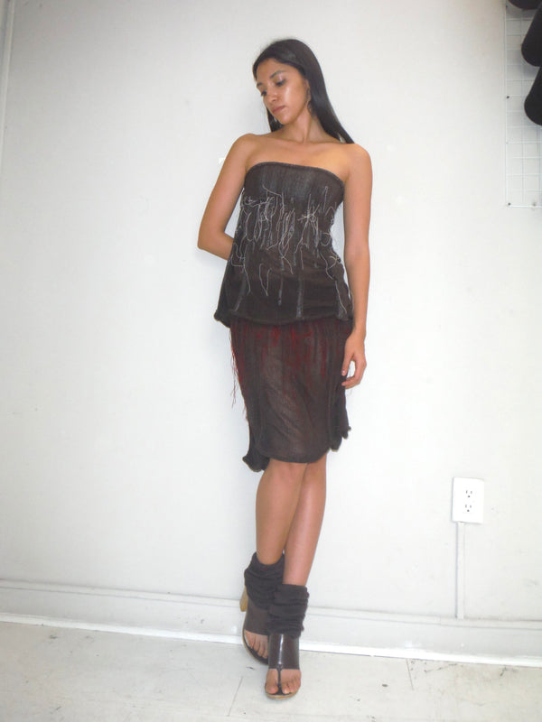 Organic Tube Top Brown/White-Krystal Paniagua-APOC STORE