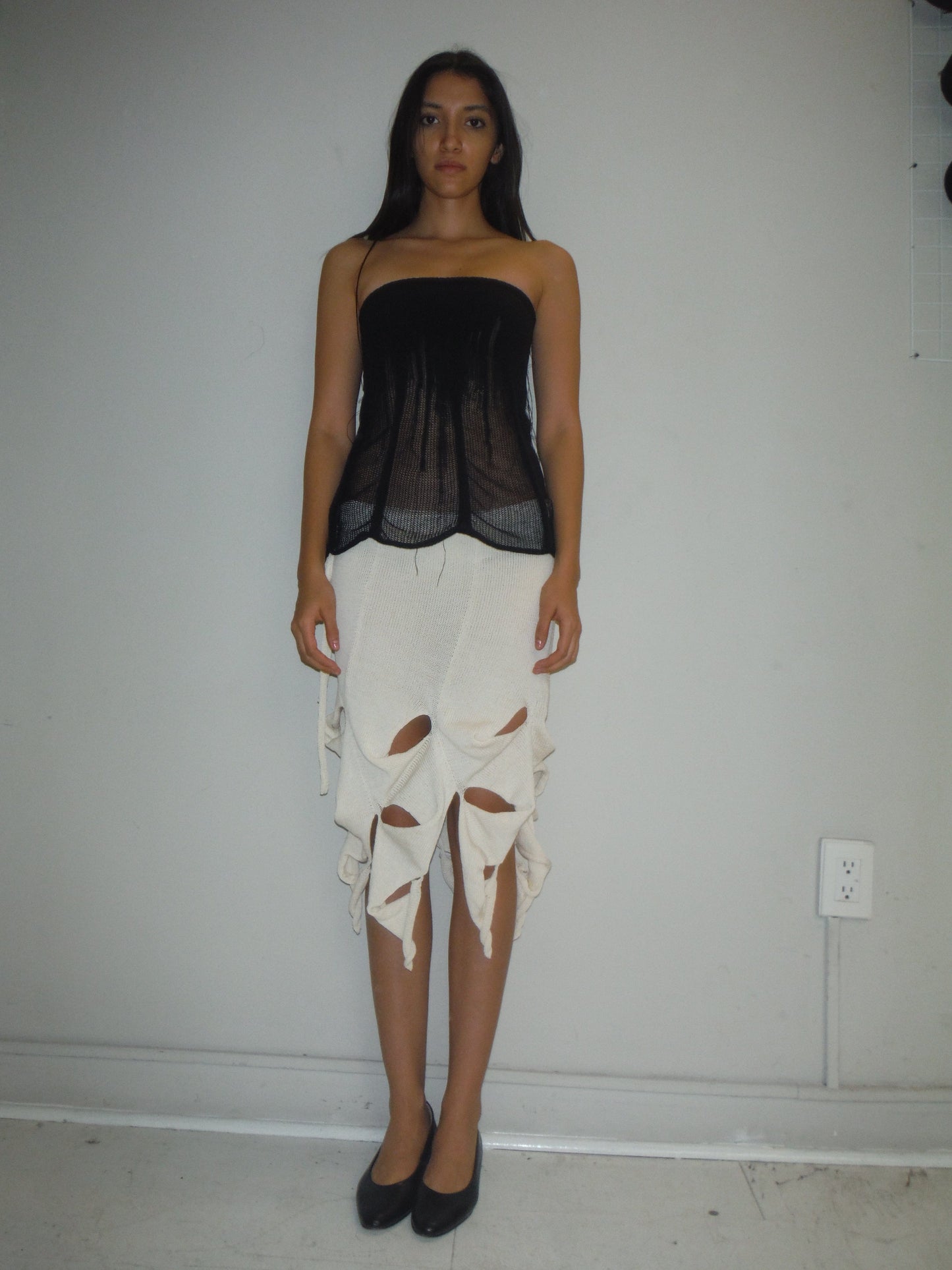 Waterfall Midi Skirt Cream-Krystal Paniagua-APOC STORE