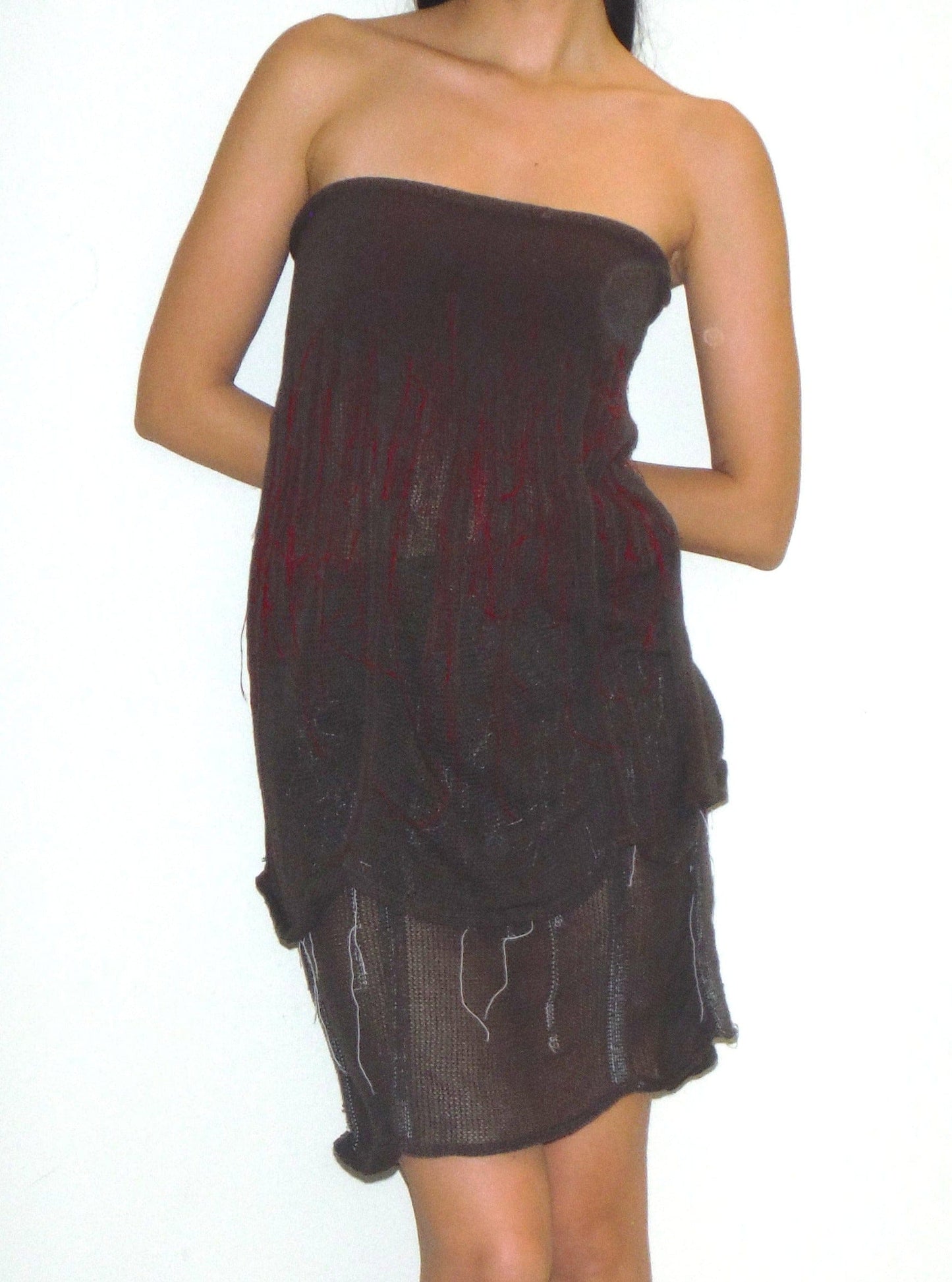 Organic Tube Top Brown/Red-Krystal Paniagua-APOC STORE