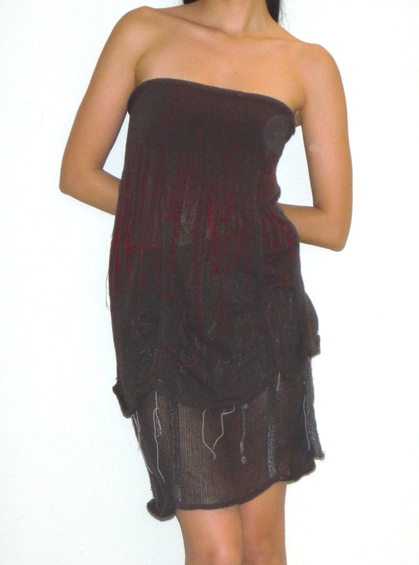 Organic Tube Top Brown/Red-Krystal Paniagua-APOC STORE