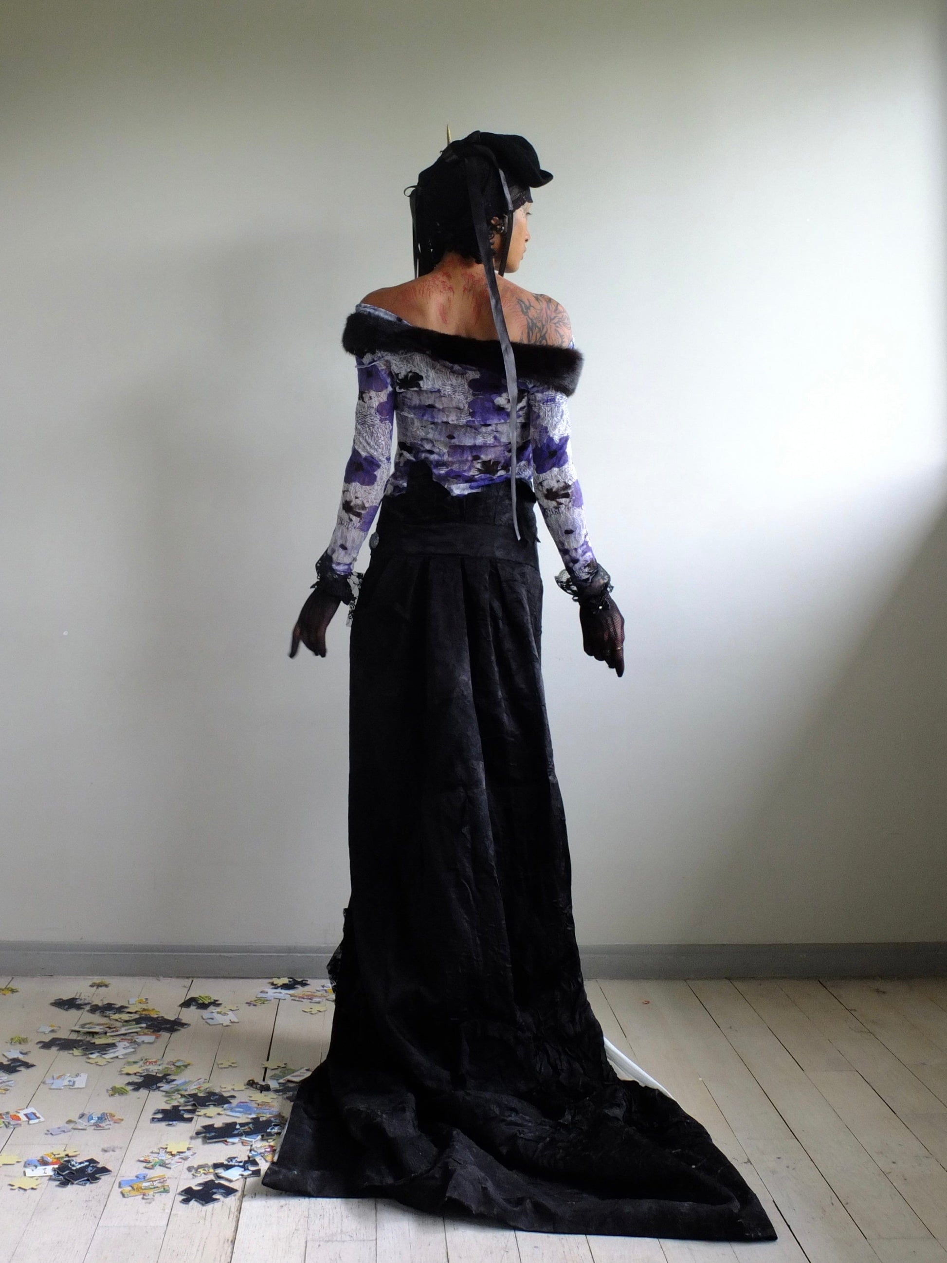 Shadowed floral top-Polyhedron-APOC STORE