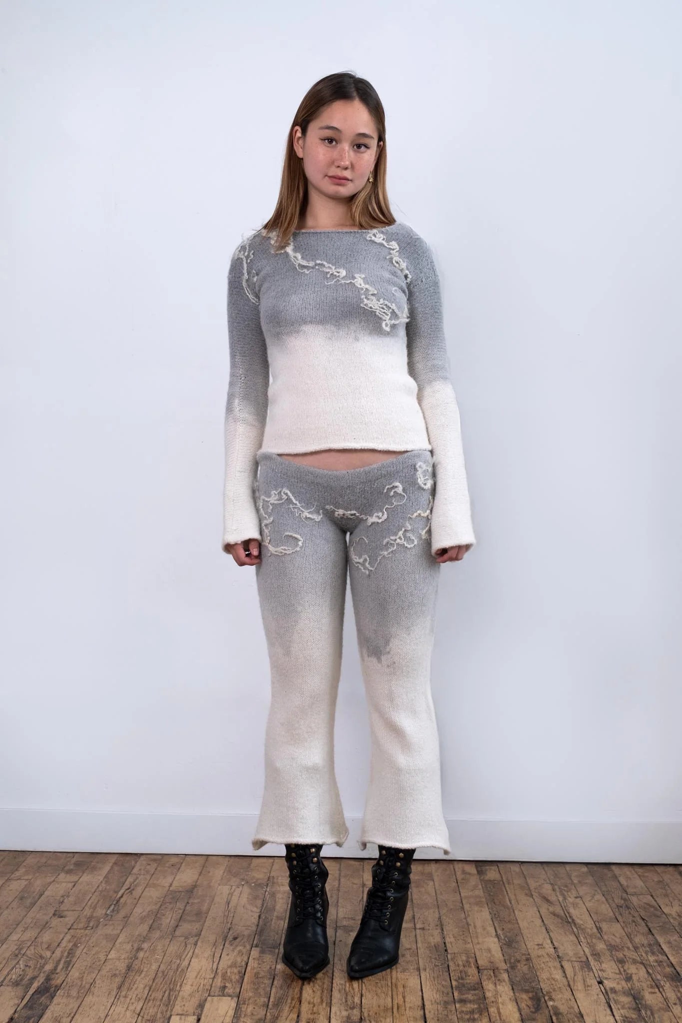 Gradient Dyed Wensleydale Ink Painting Low Waisted Pant-GRACE GUI-APOC STORE