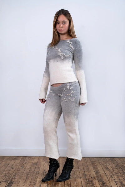 Gradient Dyed Wensleydale Ink Painting Low Waisted Pant-GRACE GUI-APOC STORE