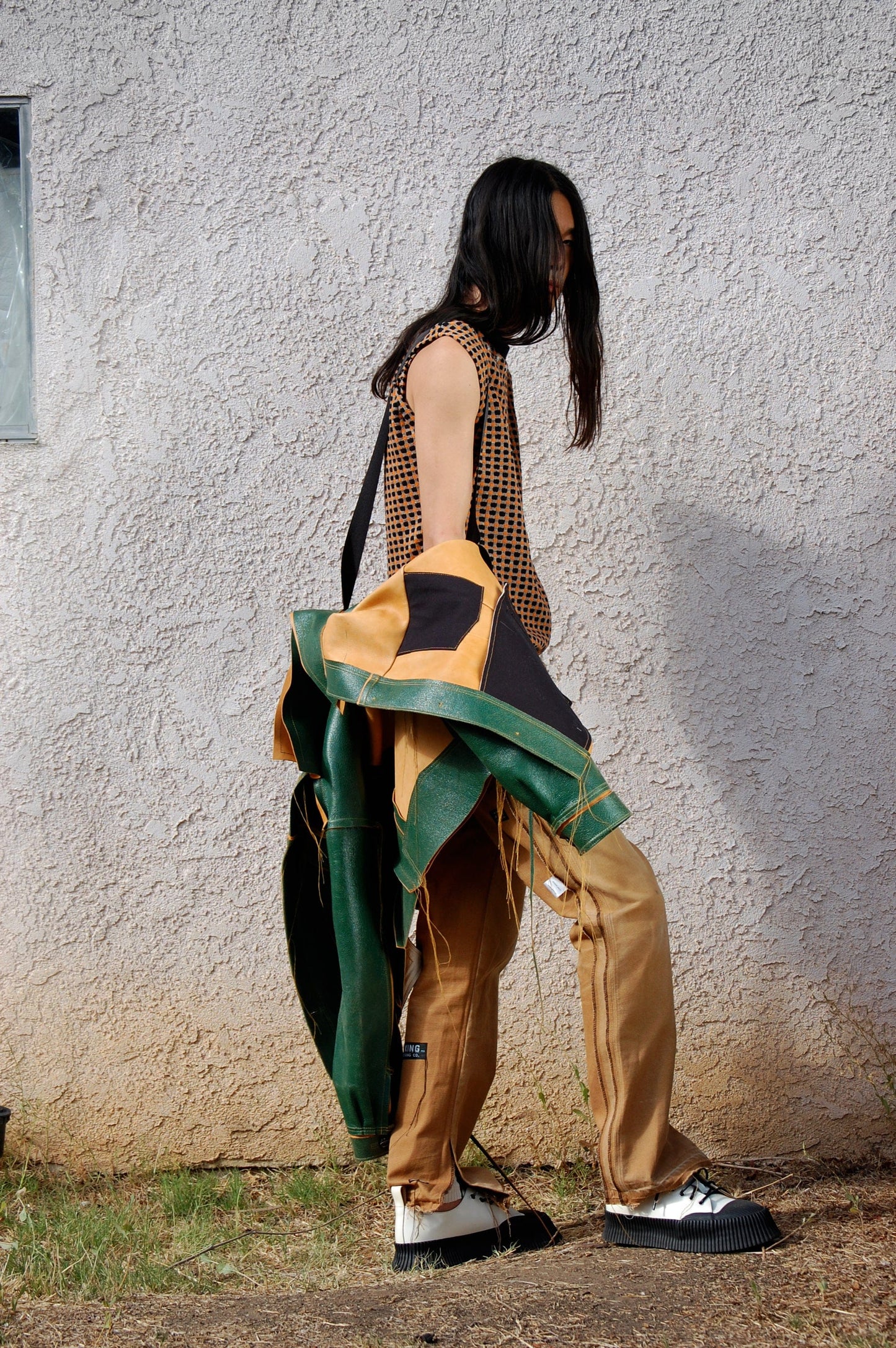 Green/Tan Leather Jacket:-Jetpack Hom(m)e-APOC STORE