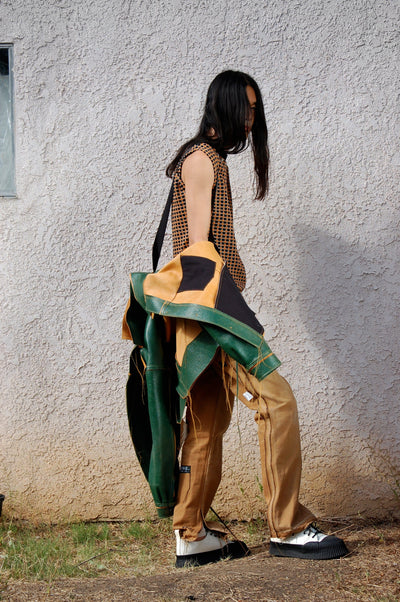 Green/Tan Leather Jacket:-Jetpack Hom(m)e-APOC STORE