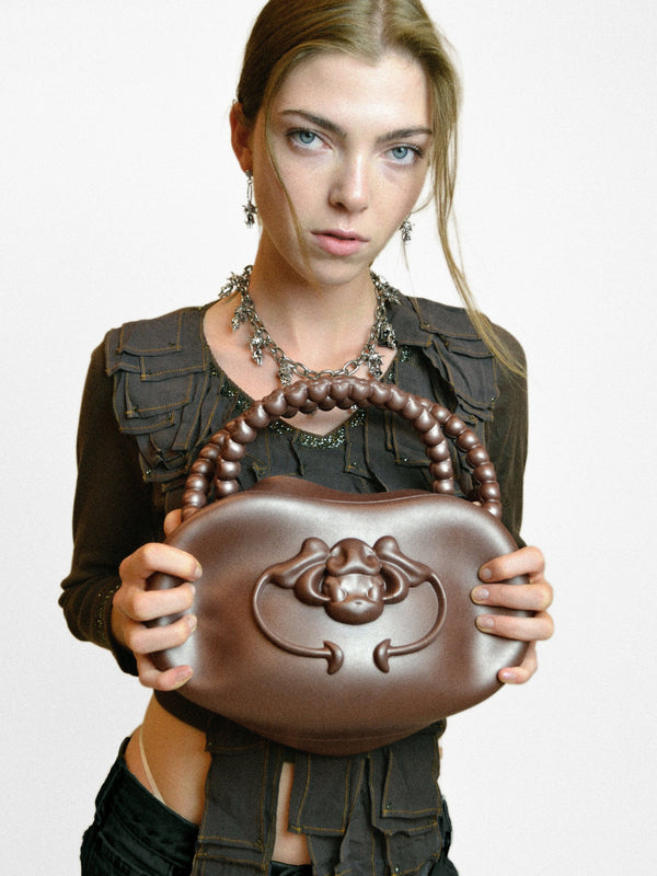 Charm Handle Bag Brunette-Gabrielle Rosenstein-APOC STORE