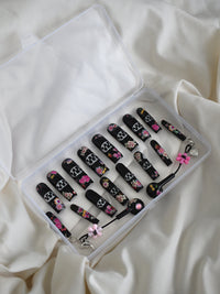 Sticker covered Sony Walkman 2002 nail set with earbud charms-Hotnails-APOC STORE