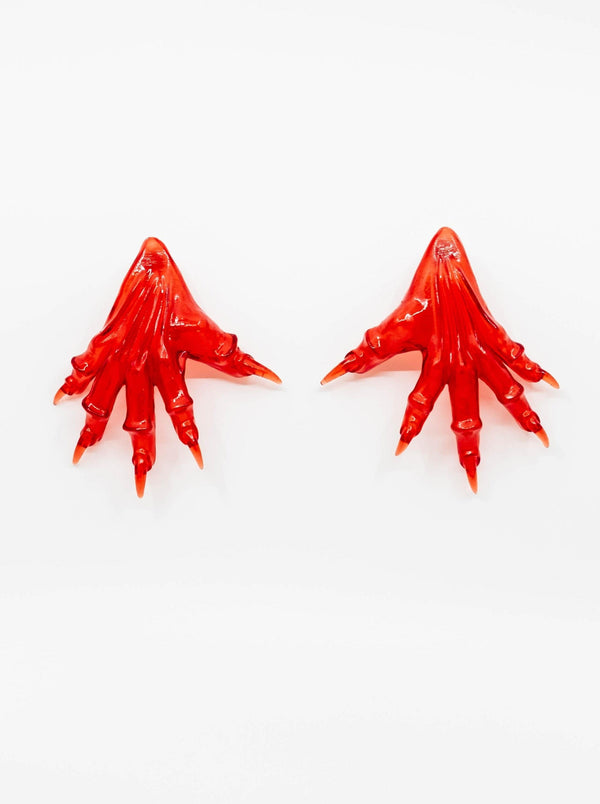 Translucent red resin paw earrings-Naomi Gilon-APOC STORE