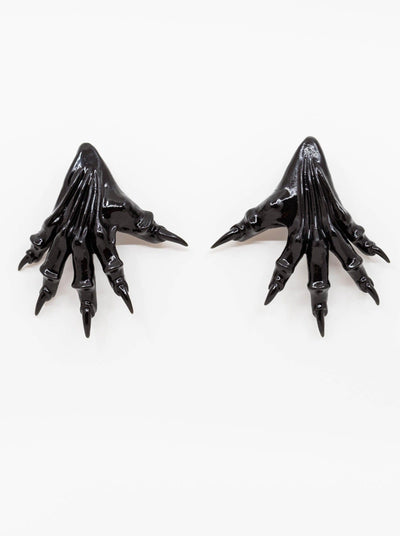 Shiny black paw earrings-Naomi Gilon-APOC STORE