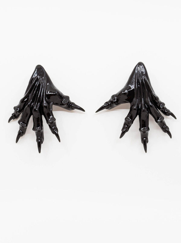 Shiny black paw earrings-Naomi Gilon-APOC STORE