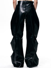 Black Latex Deflated Trousers-Harri-APOC STORE