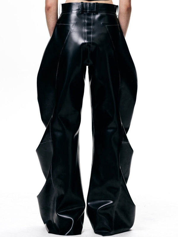 Black Latex Deflated Trousers-Harri-APOC STORE