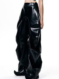 Black Latex Deflated Trousers-Harri-APOC STORE