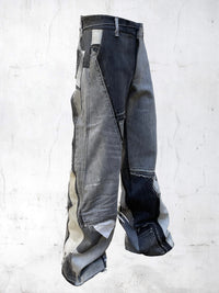DENIM PRINTED PATCHWORK PANTS GREY-UNDER THE SIGN-APOC STORE