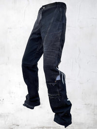 DENIM PRINTED PATCHWORK PANTS BLACK-UNDER THE SIGN-APOC STORE