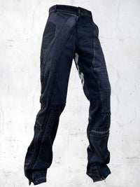DENIM PRINTED PATCHWORK PANTS BLACK-UNDER THE SIGN-APOC STORE
