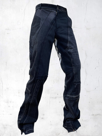 DENIM PRINTED PATCHWORK PANTS BLACK-UNDER THE SIGN-APOC STORE