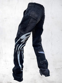 DENIM PRINTED PATCHWORK PANTS BLACK-UNDER THE SIGN-APOC STORE