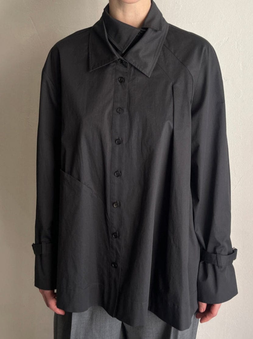 Double Collar Shirt - Charcoal-Julye Han-APOC STORE