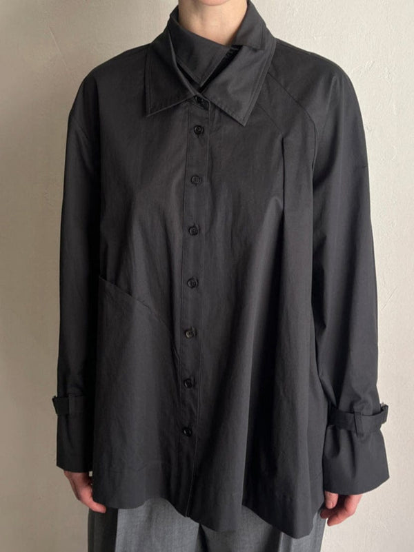 Double Collar Shirt - Charcoal-Julye Han-APOC STORE