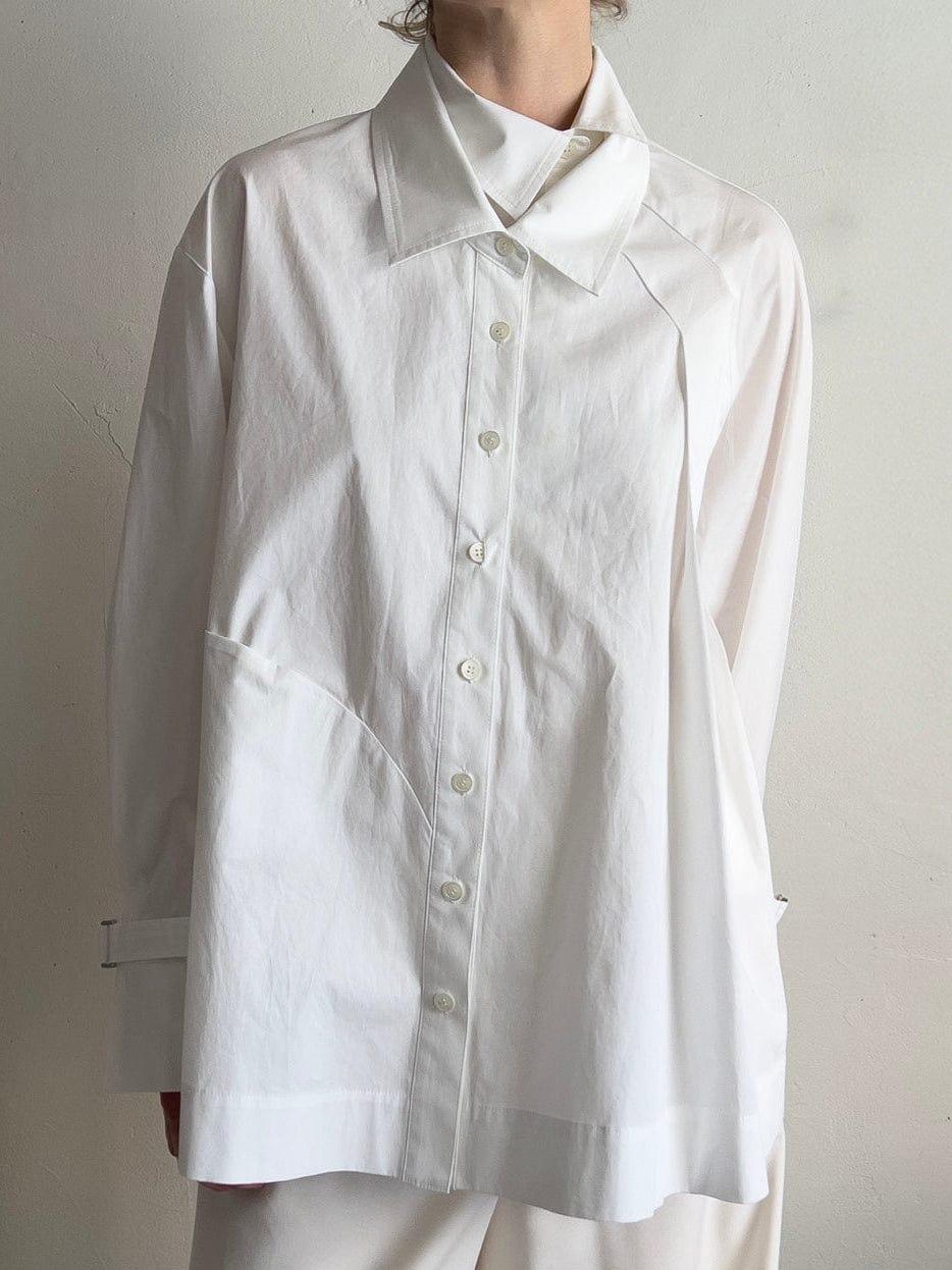 Double Collar Shirt - white-Julye Han-APOC STORE