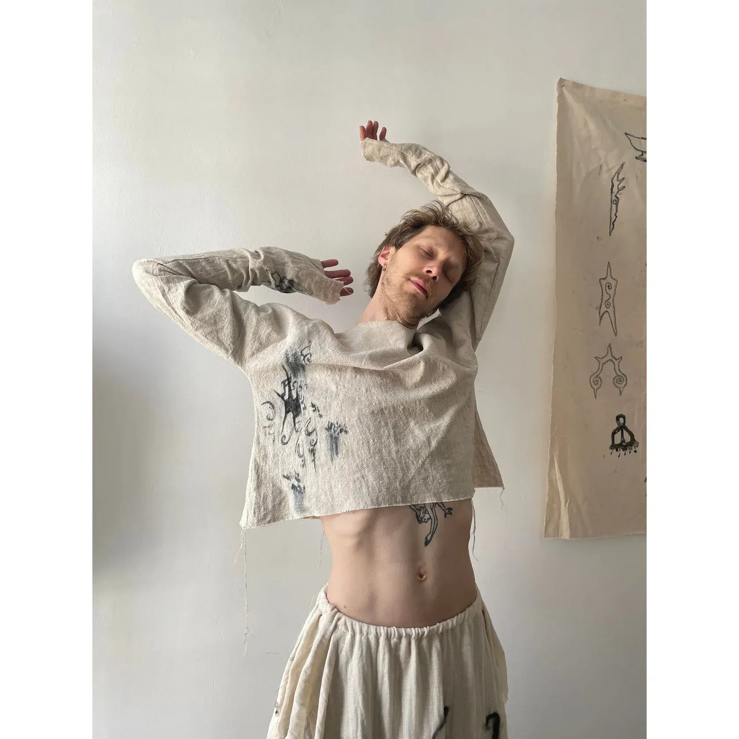 hythe linen top-Snake Divine-APOC STORE