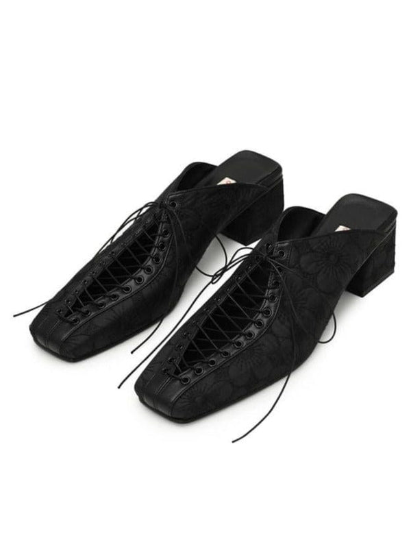 Lace mule (Black)-Gyouree Kim-APOC STORE