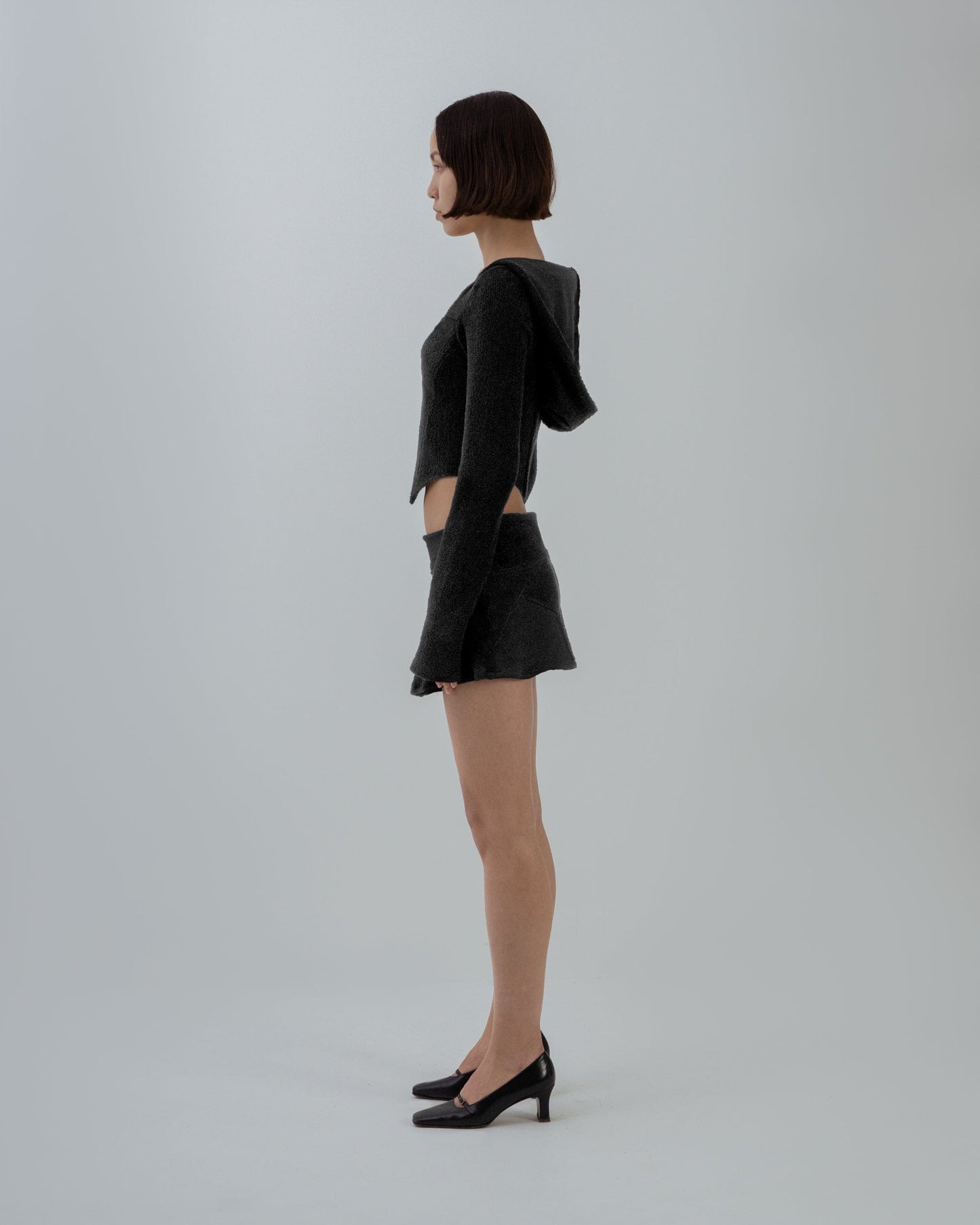 TERRY CLOTH MINI SKIRT BLACK-Ella Roberts-APOC STORE