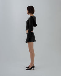 TERRY CLOTH MINI SKIRT BLACK-Ella Roberts-APOC STORE