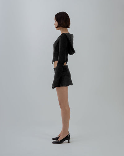 TERRY CLOTH MINI SKIRT BLACK-Ella Roberts-APOC STORE