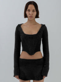 TERRY CLOTH HOODED CORSET BLACK-Ella Roberts-APOC STORE
