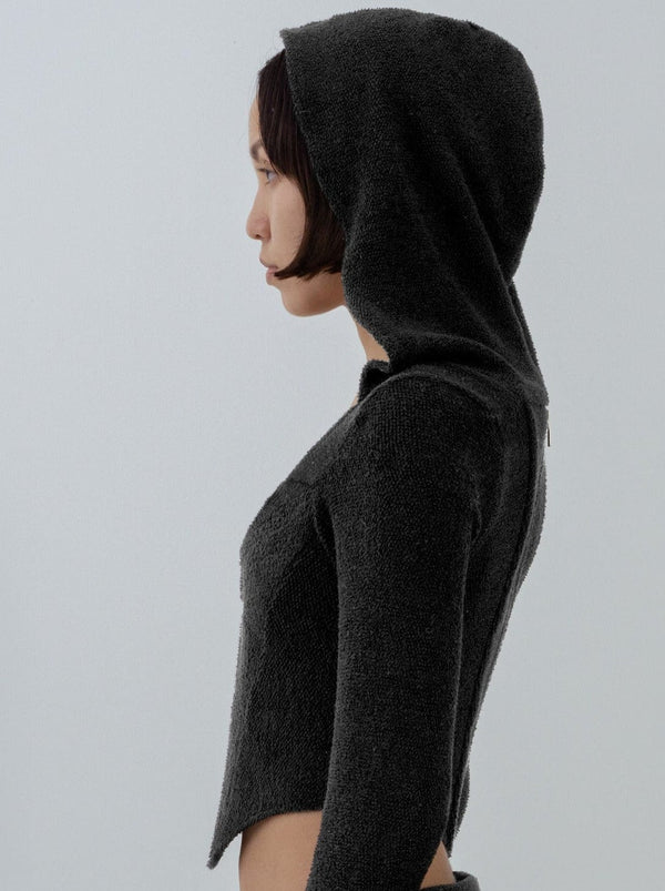 TERRY CLOTH HOODED CORSET BLACK-Ella Roberts-APOC STORE