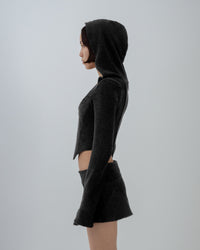 TERRY CLOTH HOODED CORSET BLACK-Ella Roberts-APOC STORE